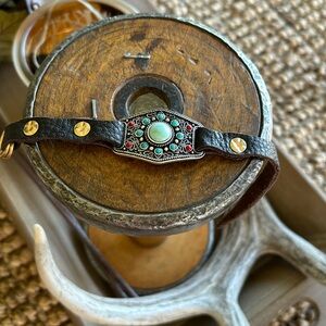 Leather concho bracelet